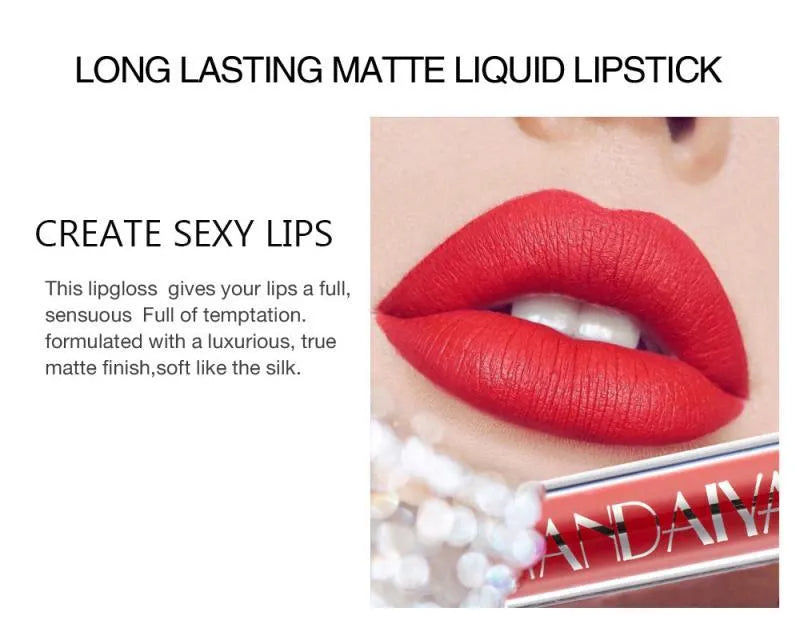 HANDAIYAN non-sticky matte liquid lipstick set gift box with six assorted shades and high-shine gloss