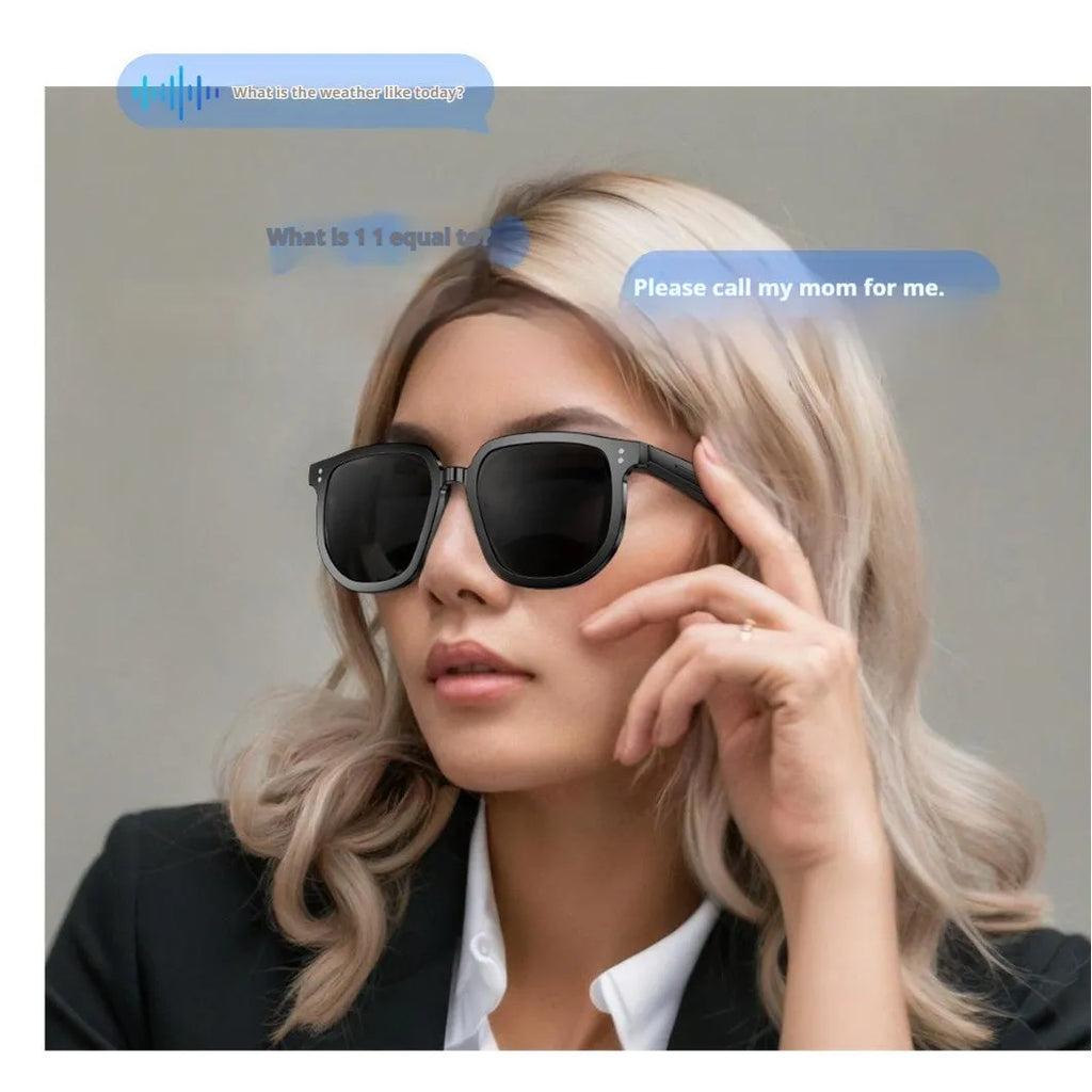 Black smart glasses with Bluetooth audio and UV protection lenses