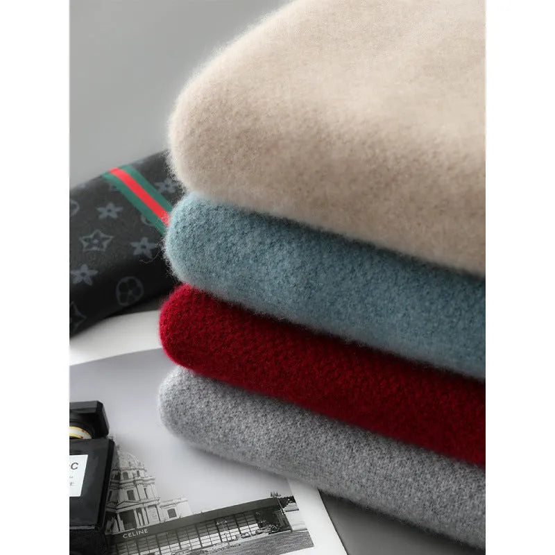 Half-zip round neck slim fit sheep wool knitted sweater in grey.