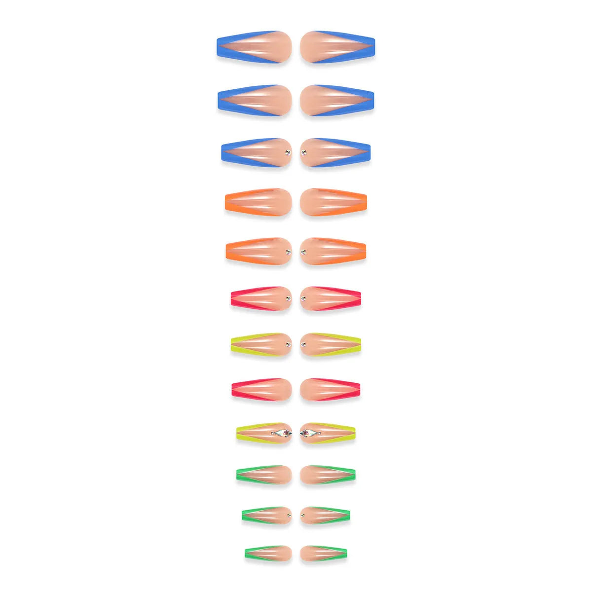 Detachable artificial nail tips in diamond colour French style with cartoon, love and cross heart decorative patterns