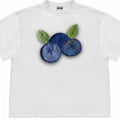 Blueberry patchwork pattern T-shirt with short sleeves and round neck in loose fit styling