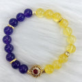 Handmade yellow and purple crystal bracelet for women, business gift jewellery with manual processing
