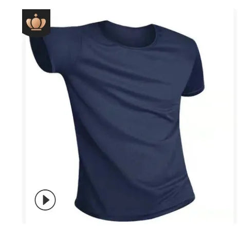 Quick-drying waterproof anti-fouling plain round neck short sleeve T-shirt in white, black, blue for unisex active wear