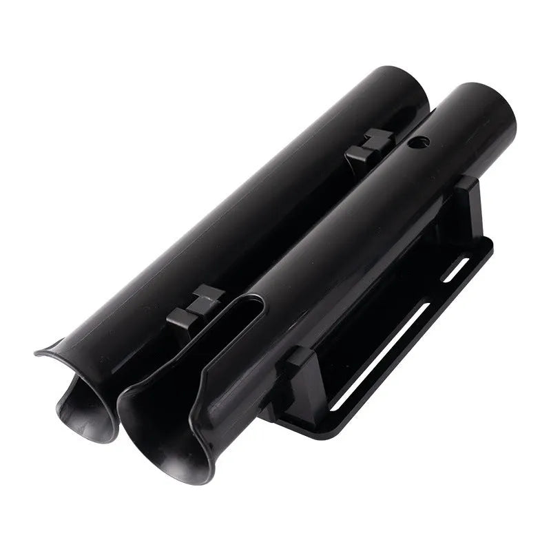 Carbon fibre fishing rod rack with pipe clamp for motorcycle and bicycle attachment
