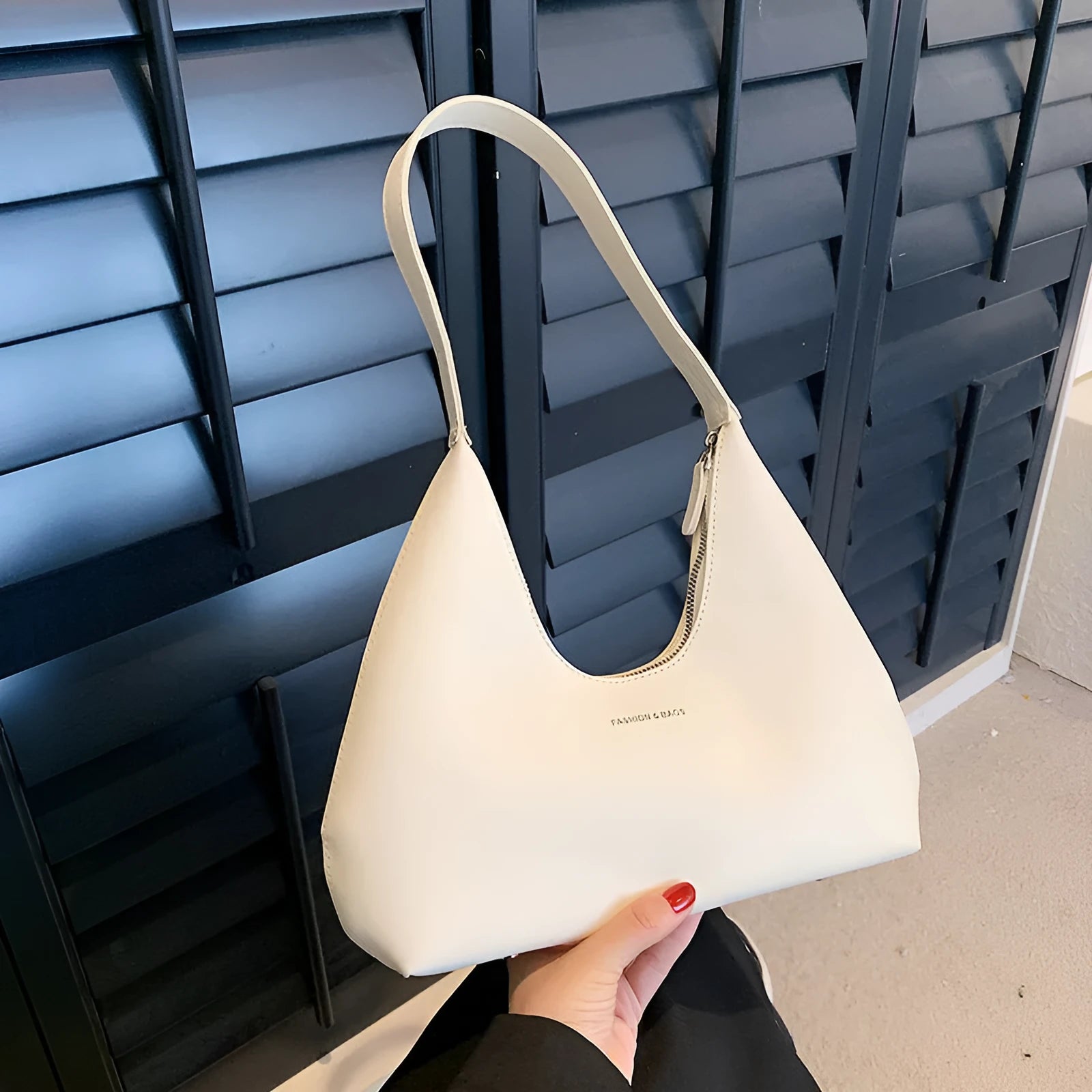 Retro style cream yellow PU shoulder handbag with single strap, sandwich pocket, and stitching detail.