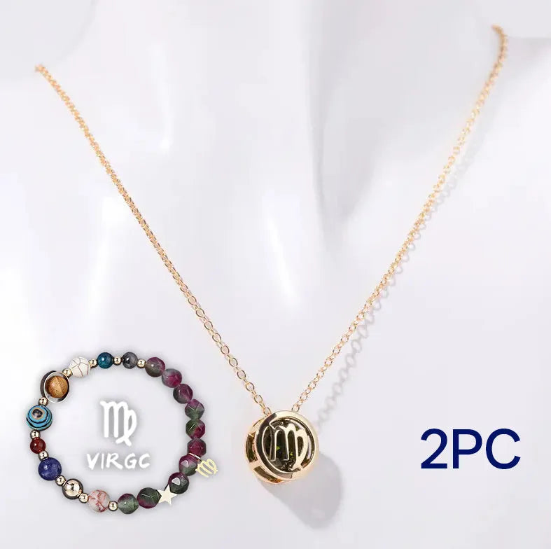 Natural stone beaded necklace and bracelet set on display, showing multiple style colour options.