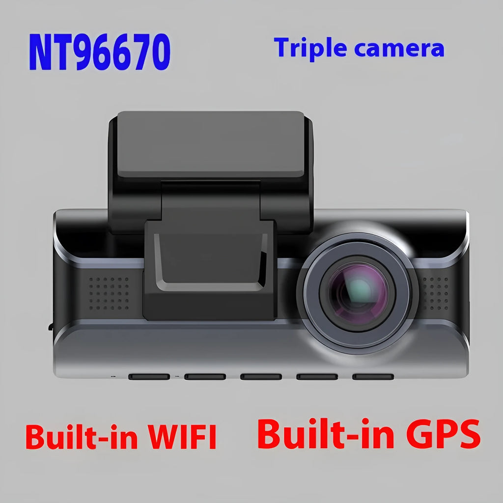 2K dash cam with front and rear lenses, 3.0 inch screen, night vision, WiFi and GPS for car driving recorder