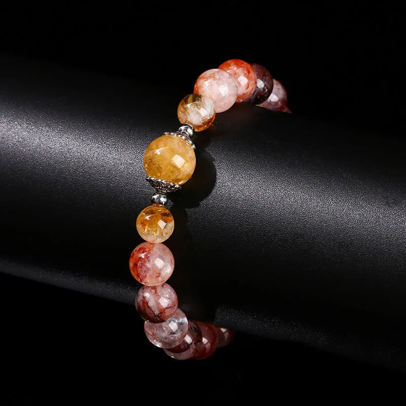 3A natural red sealant flower citrine crystal bracelet 10mm round beads handmade women