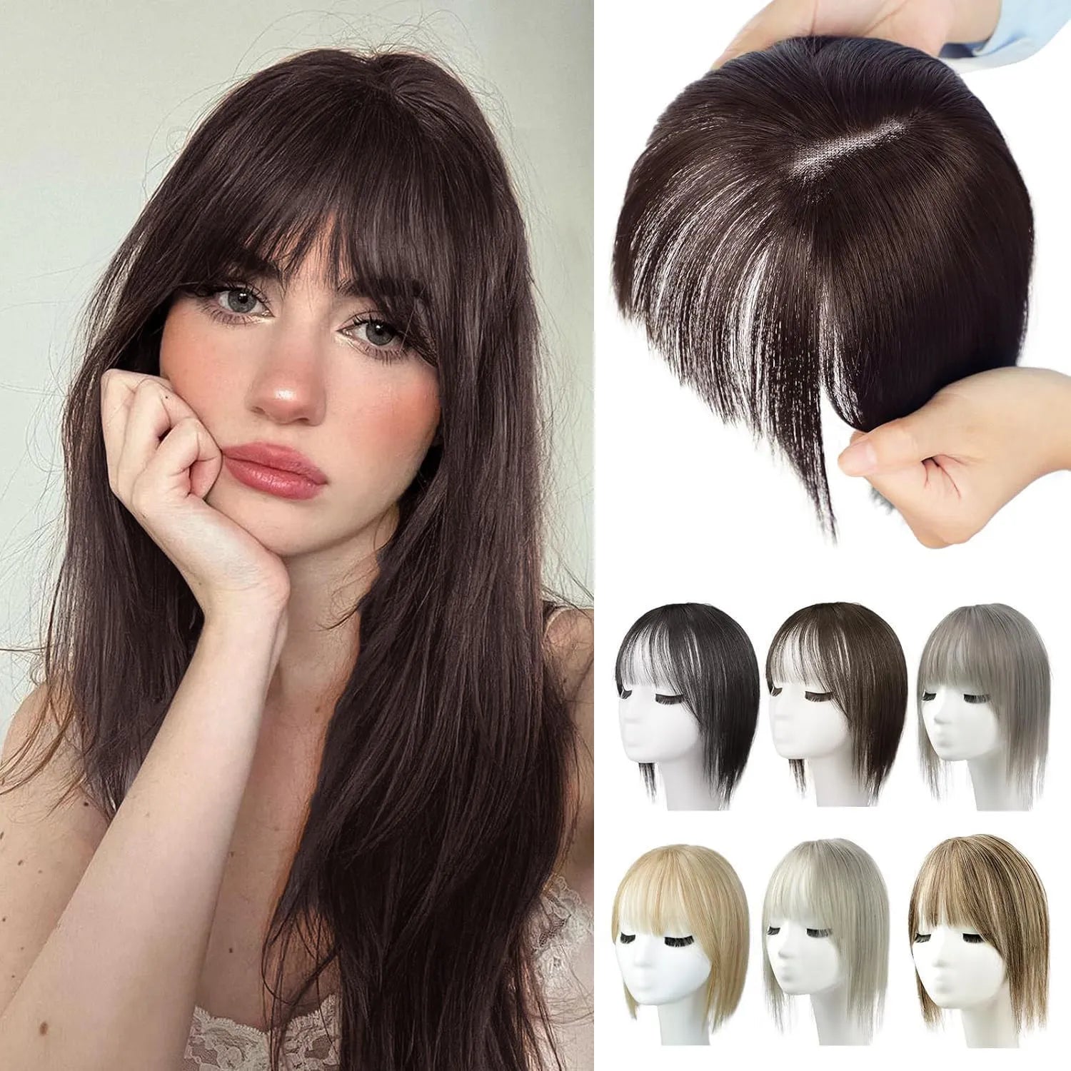 Women's hand-woven high temperature fibre wig natural lightweight breathable cover grey hair invisible cap