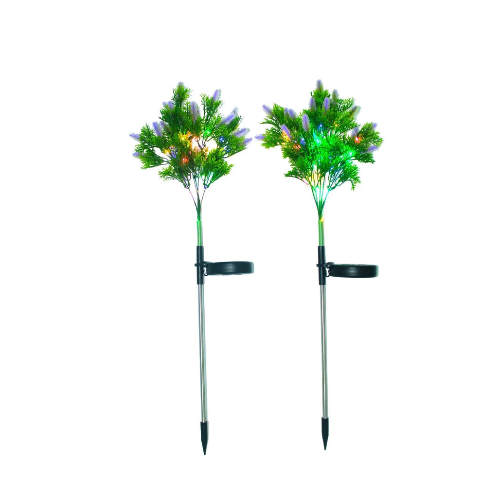 Led solar Christmas tree ground lamp with 15-color LED 70cm height in purple and red