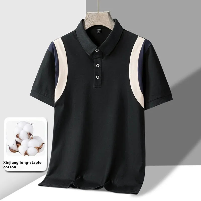 Men's striped cotton short-sleeved t-shirt in loose Korean-style fit