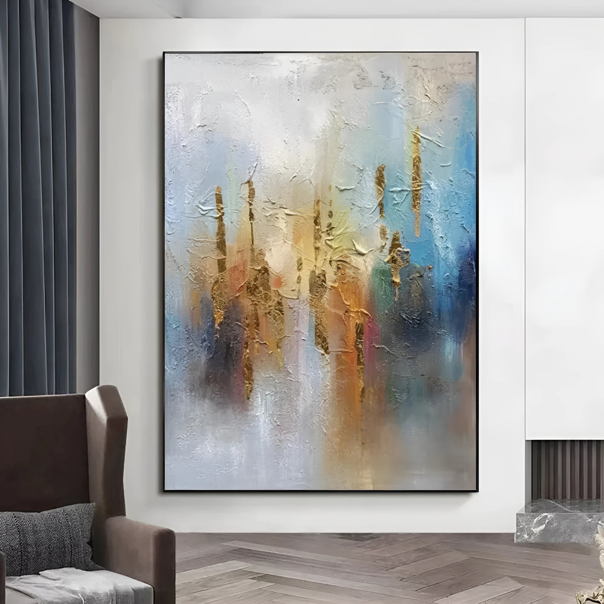 Handmade oil painting canvas wall art modern abstract unstretched frameless decor