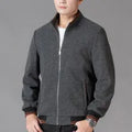 Men's sport style autumn fleece jacket in grey colour with size stick pockets