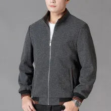 Men's sport style autumn fleece jacket in grey colour with size stick pockets