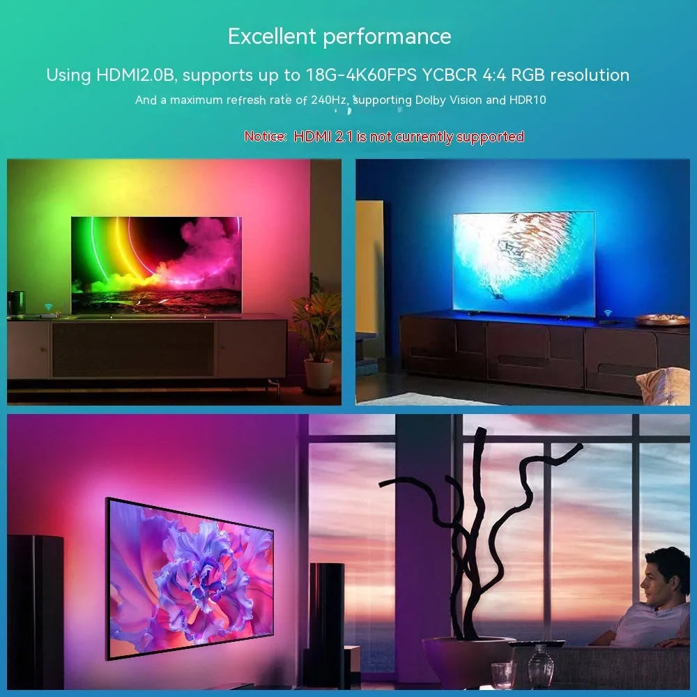Smart waterproof light strip for television background lighting in three length options