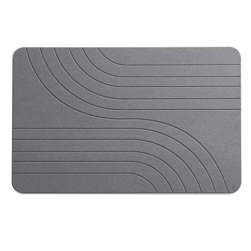 Diatomite bathroom mat in carved white, non-slip instant drying, 60x39cm square shape