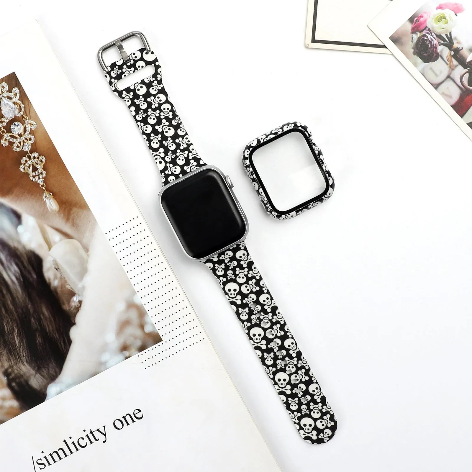 Printed silicone watch strap for Apple Watch in multiple colours and styles