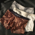 Men's satin ice silk underwear in mid waist design showing traceless construction