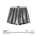 Galaxy reflective bright silver casual woven loose sports underwear in mid-waist design