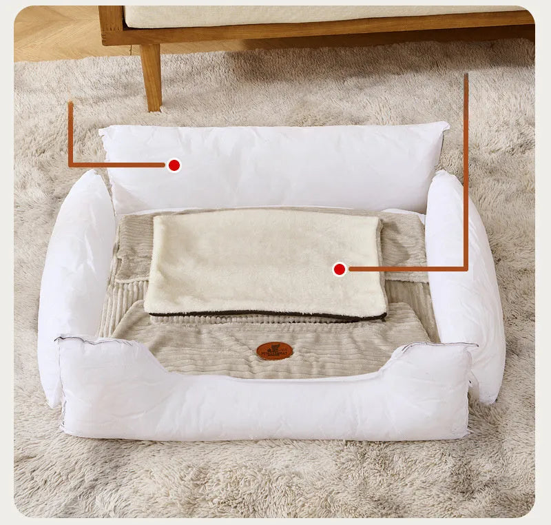 Universal kennel washable bed for small and medium dogs in coffee colour