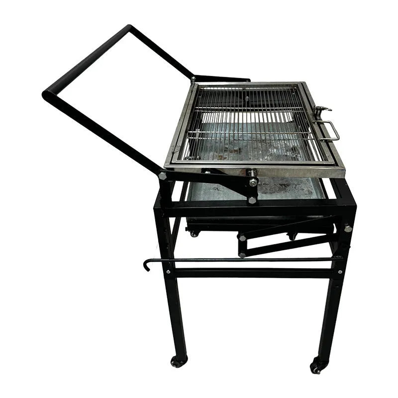 Large foldable charcoal BBQ stove with detachable grill for outdoor courtyard cooking