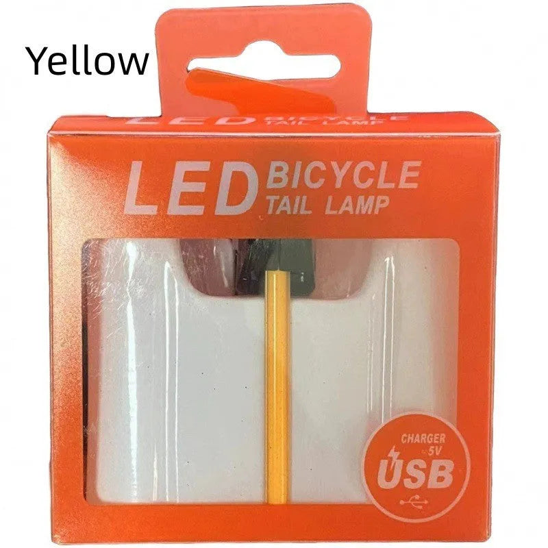 USB charging waterproof cycling taillight available in blue, pink, red, white and yellow colour options