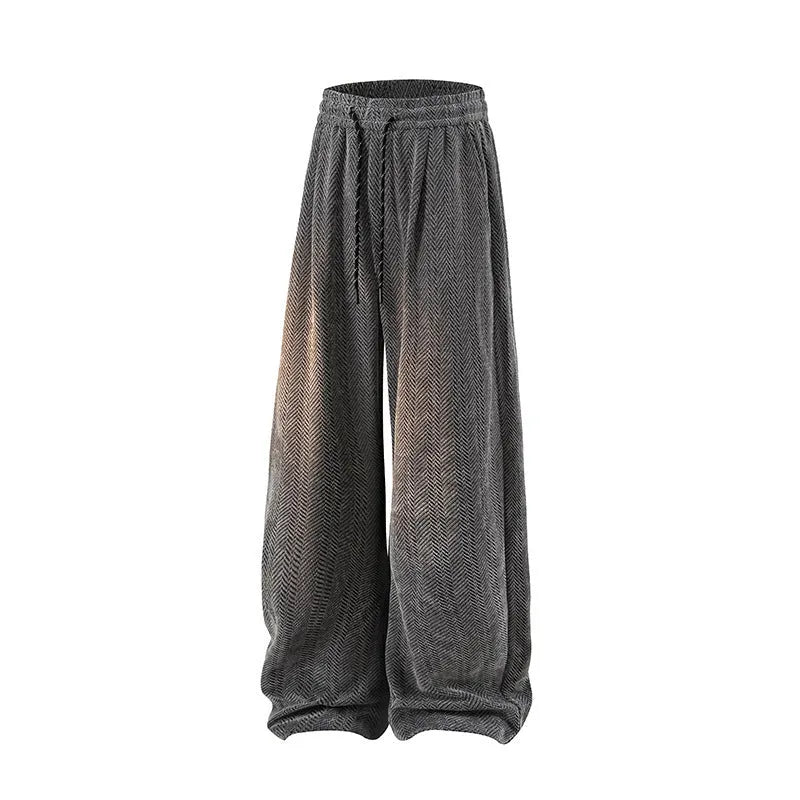 Plus-size hollow-out trousers with fleece lining in straight-leg cut