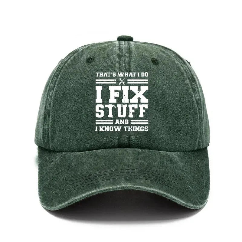 Washed print denim baseball cap with dome crown in retro style, available in multiple colours