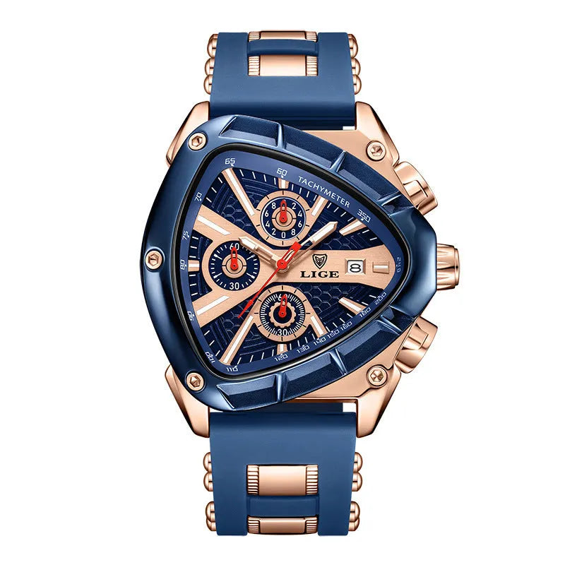 Polygon men's multi-waterproof luminous calendar watch with silicone strap in all black colour