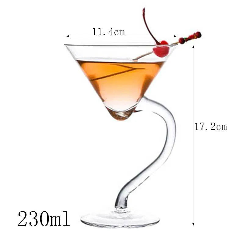 Transparent lead-free glass cocktail glass with seamless flat base and satin-board wall design