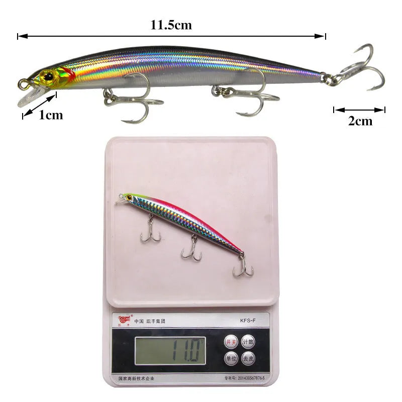 Fishing Lure Weights Bass Fishing Topwater Lure 11g 11.5cm ABS treble hook