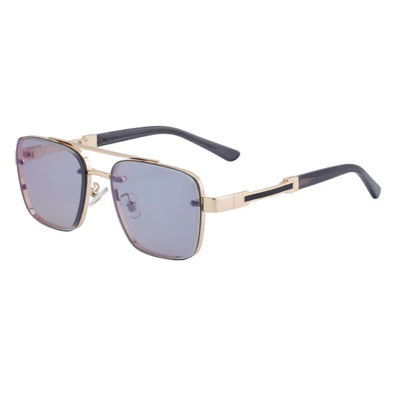 Men's vintage sunglasses with PC lenses in gold gradient blue colour option
