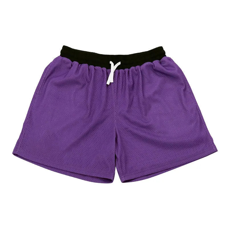 Men's black quick-drying mesh shorts for running and fitness activities