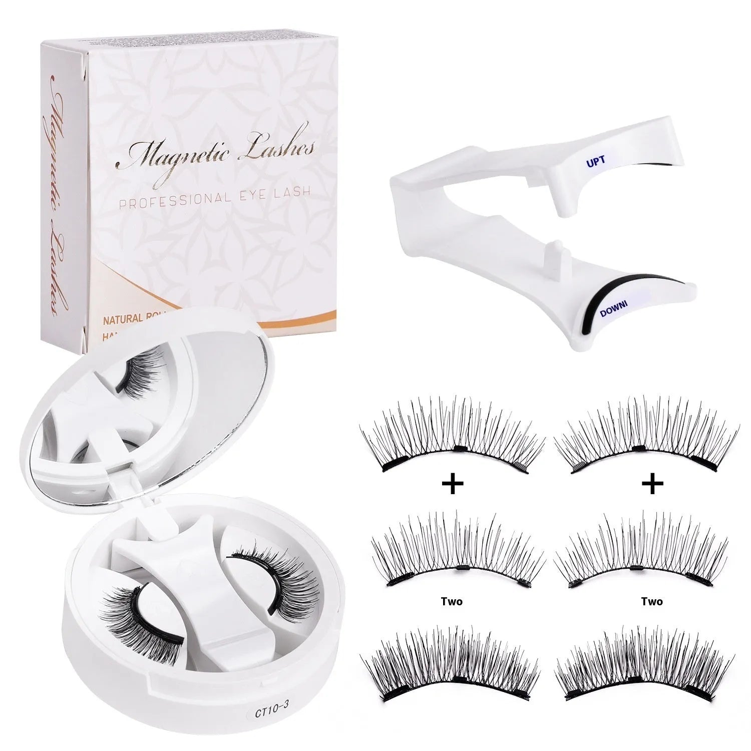 Magnetic false eyelashes in case with integrated soap holder, portable CT10 series