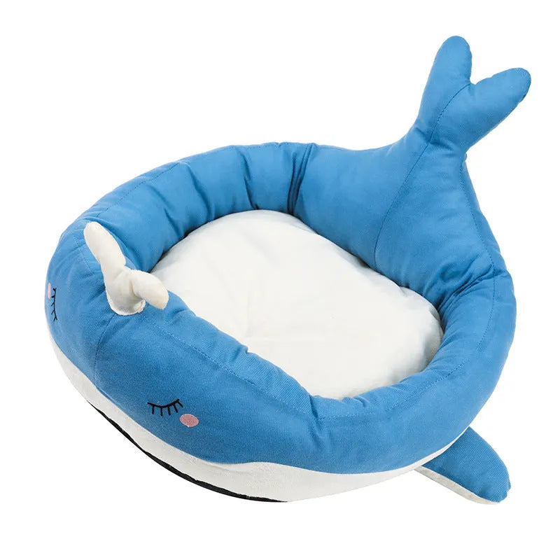 Duck-shaped blue pet bed sofa for small dogs and cats with fluffy polyester filling