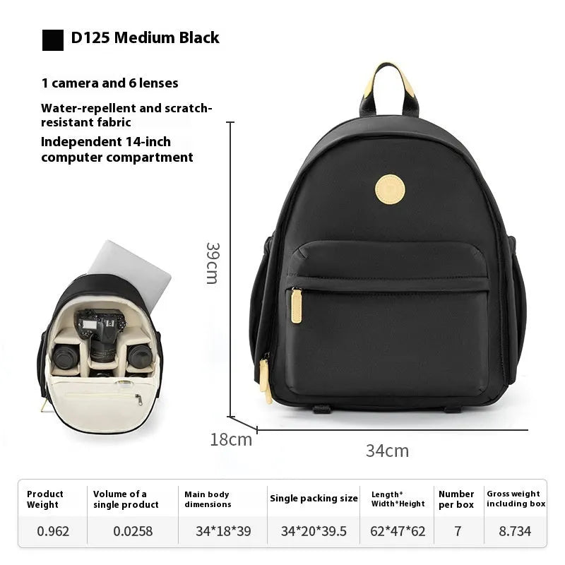 Solid colour shoulder camera bag for women with a detachable iPad compartment and a curve shoulder strap.