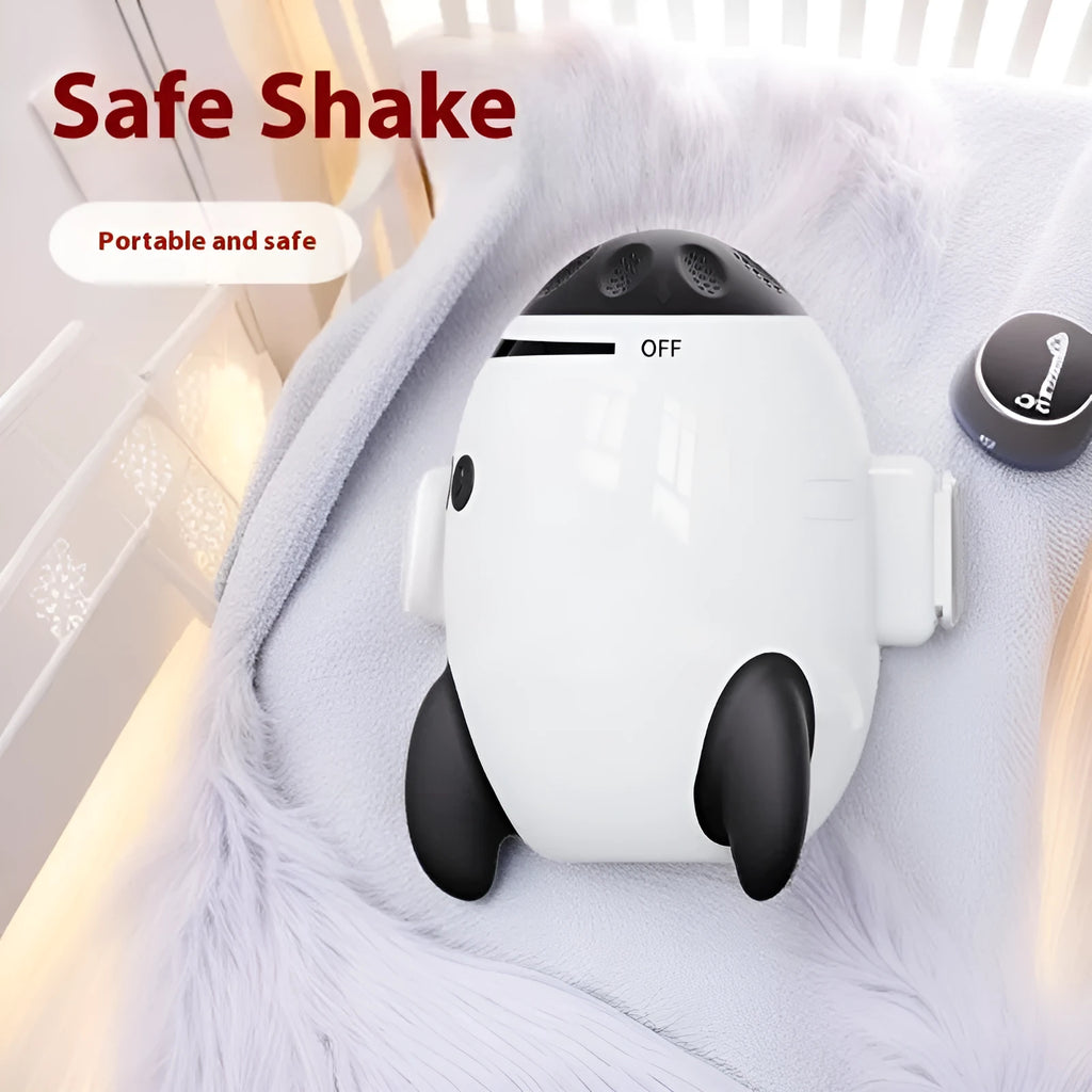 White baby stroller shaking device with Bluetooth connectivity measuring 12x9.3x8cm
