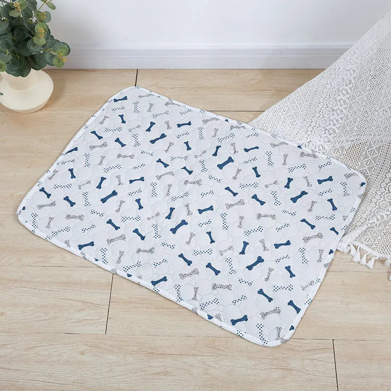 Reusable washable pet urine pad with animal print pattern and non-slip waterproof backing