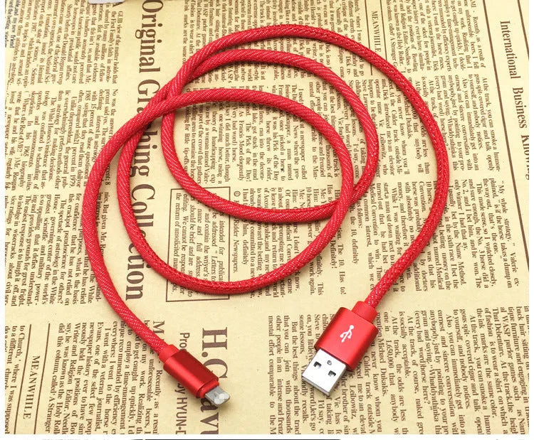 Denim braided USB-C charging cable with aluminium connectors in three length options