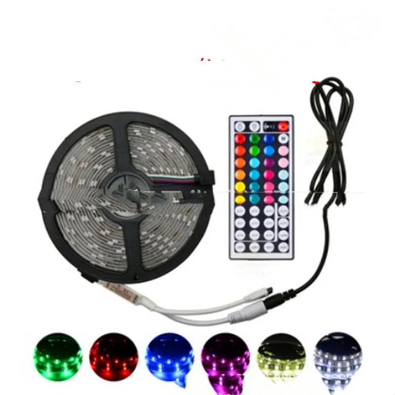 12V epoxy waterproof RGB flexible strip light on 5m roll with 44-key remote controller