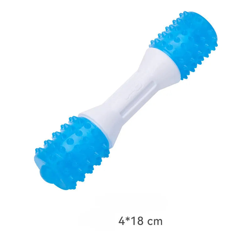 Dual-colour puppy teething chew toy made of safe TPR and PU rubber for dental health