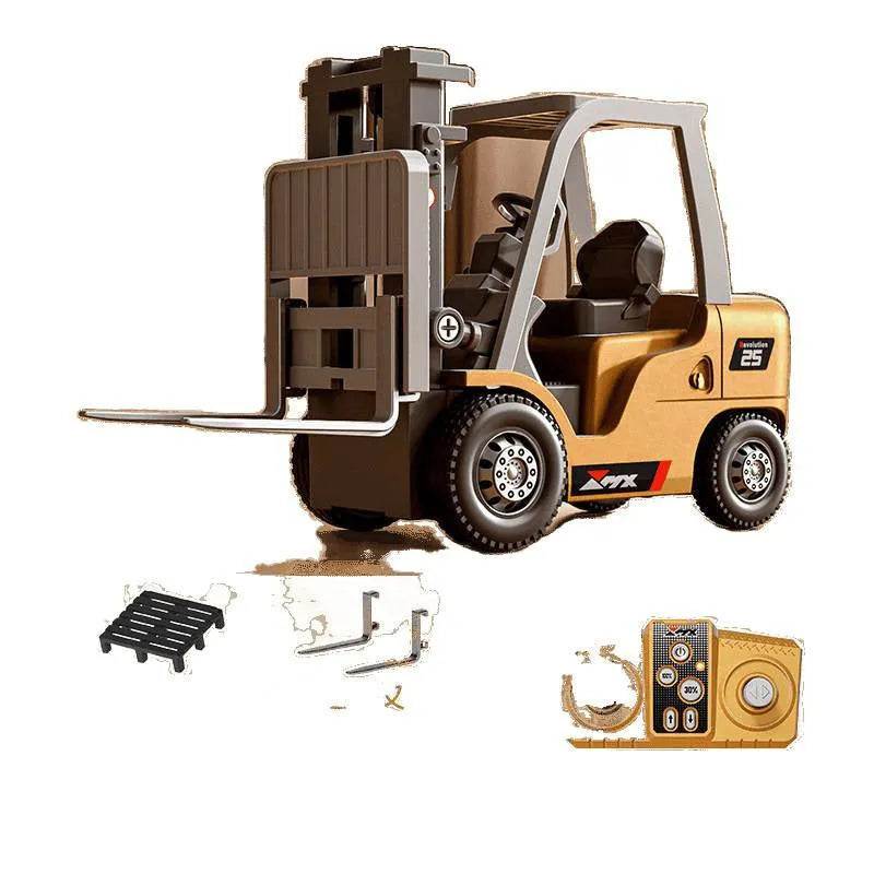 Bluetooth remote control alloy forklift toy with pallet and cargo accessories