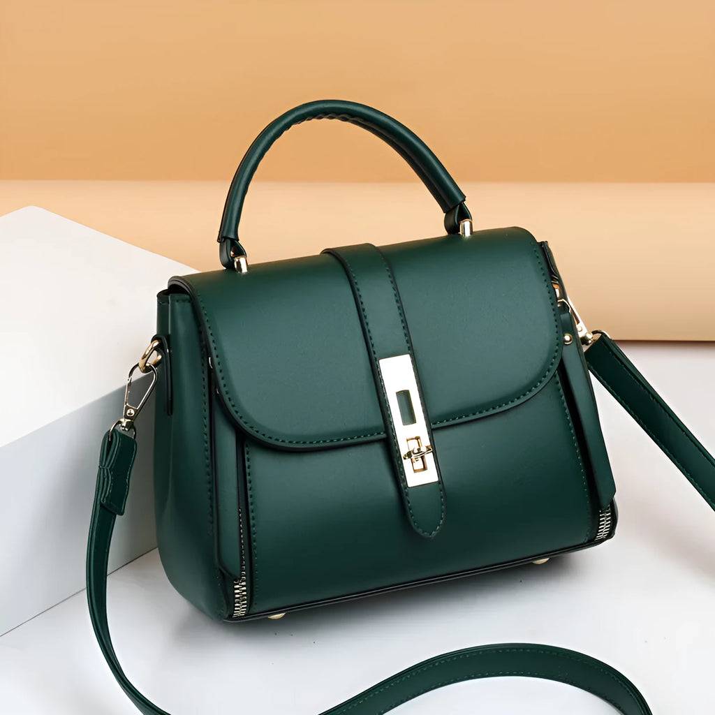 Soft PU leather women's shoulder messenger bag in square vertical shape with adjustable strap
