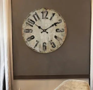 Vintage digital wall clock with silent sweep movement, 14 inch diameter, EO grade MDF face, showing black frame and white dial with Roman numerals.