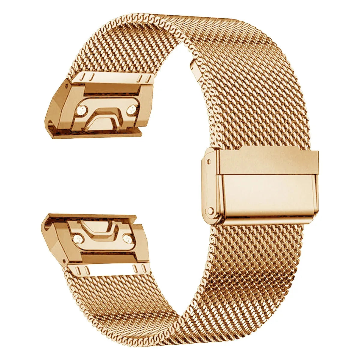 Stainless steel card-style watch strap for Garmin Fenix smartwatches in silver, black, gold, rose gold.