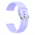 Silicone replacement strap with silver buckle for Fitbit Versa 3 and Sense 2 in multiple solid colours.