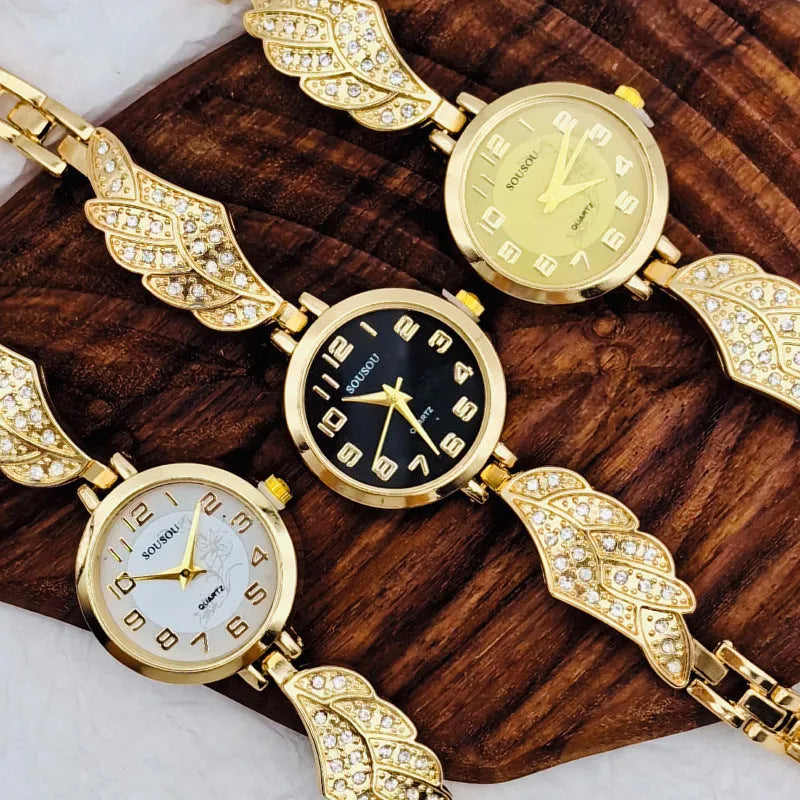 Stainless steel women's watch with round dial on a wrist, showing the Vachette clasp buckle.
