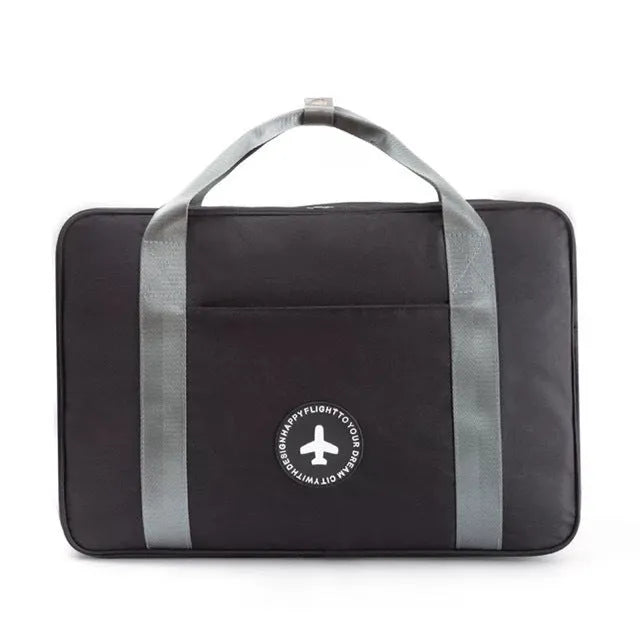 Waterproof multifunctional shoe bag in black polyester with zipper pockets