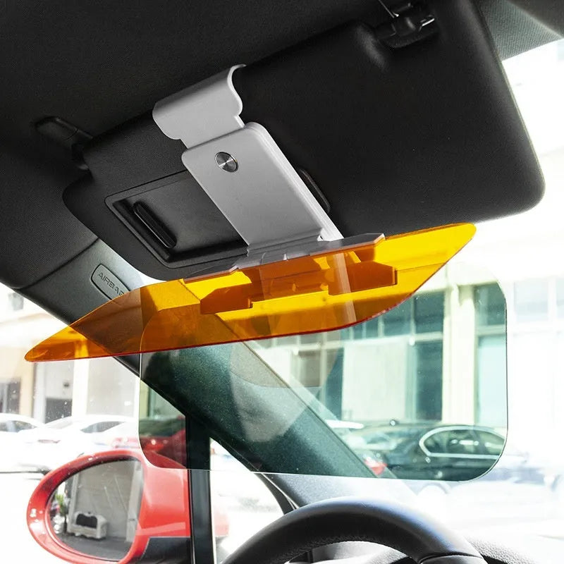 Universal car sun visor accessory with telescopic installation for glare reduction