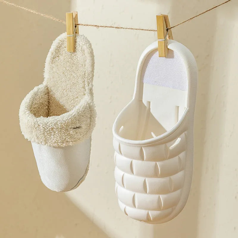 Women's EVA detachable slippers with plush lining in pink, green, yellow, white, grey, or black.